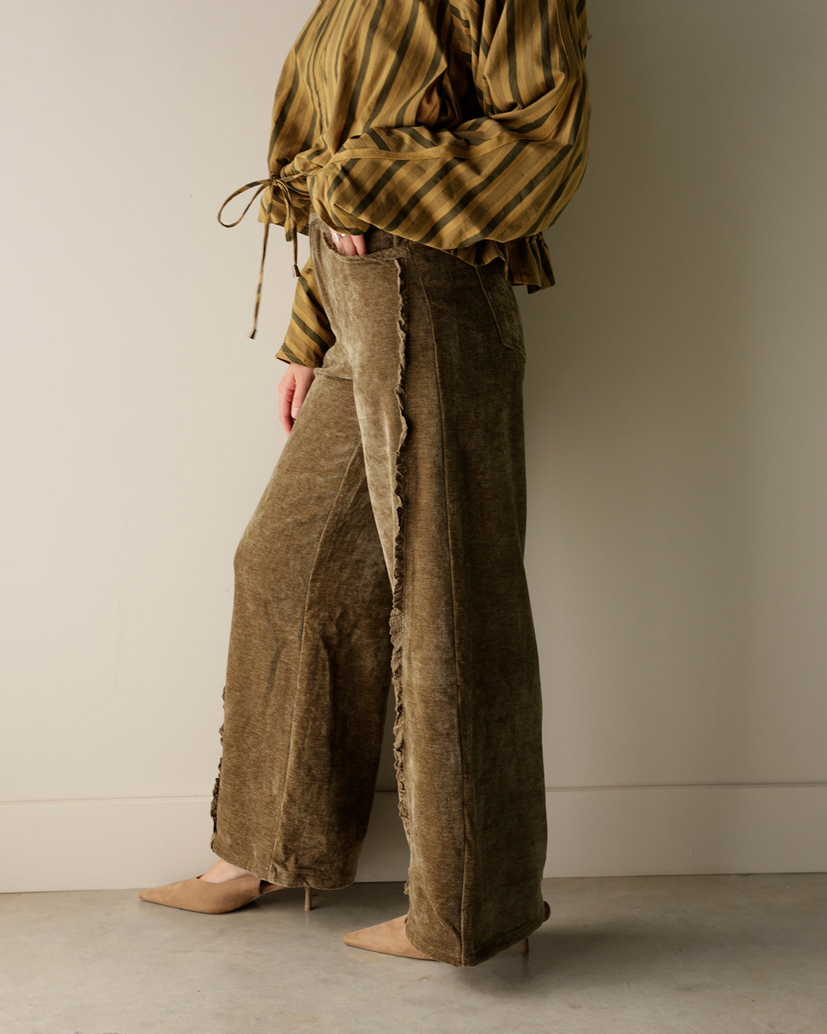ROXY OLIVE GREEN VELVET DENIM PANT