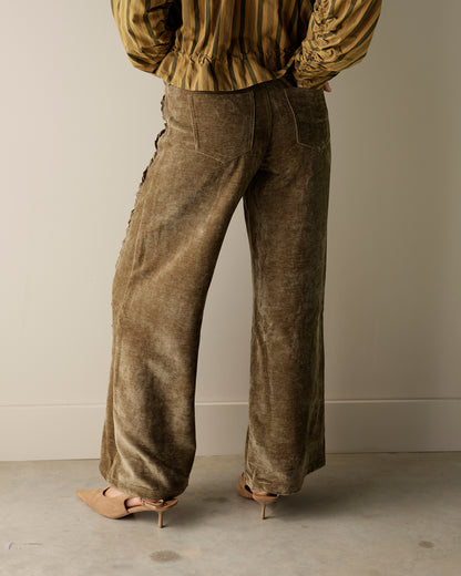 ROXY OLIVE GREEN VELVET DENIM PANT