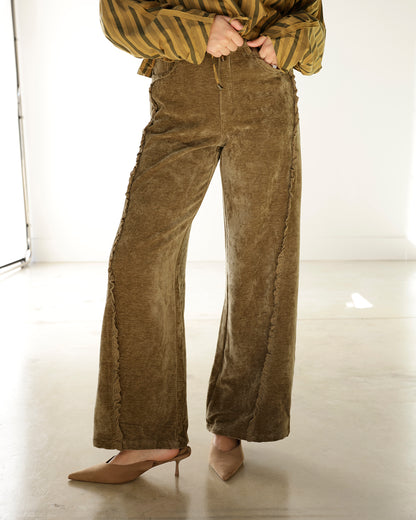 ROXY OLIVE GREEN VELVET DENIM PANT