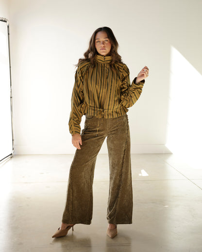 ROXY OLIVE GREEN VELVET DENIM PANT