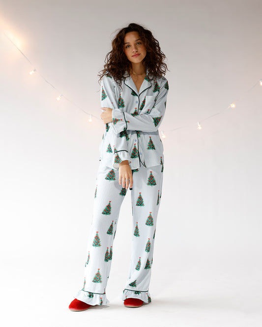 womens christmas pajamas pajama set for the holidays christmas pj's christmas tree pajamas cozy set 