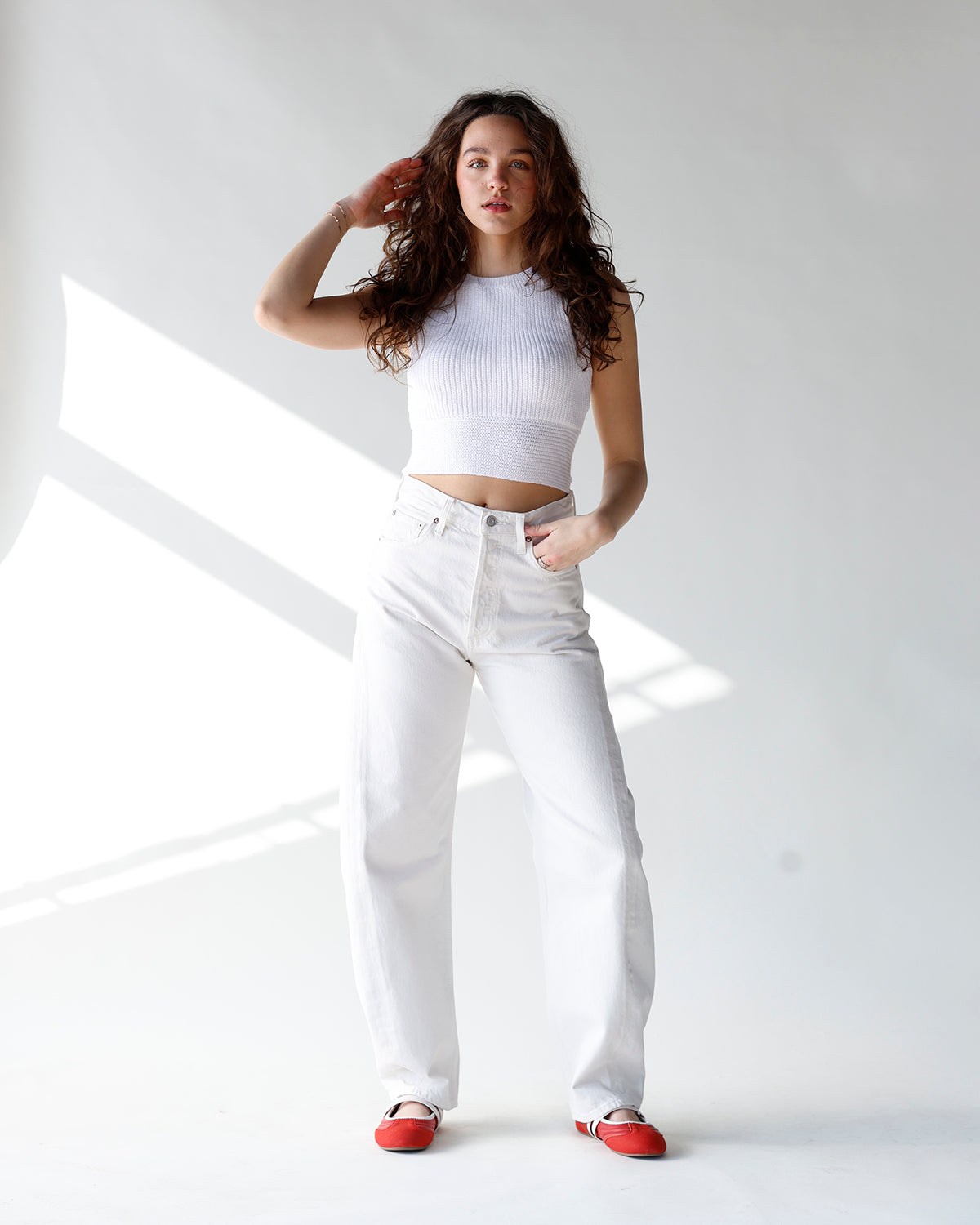 PEEK-A-DOT DARLING SWEATER X WHITE