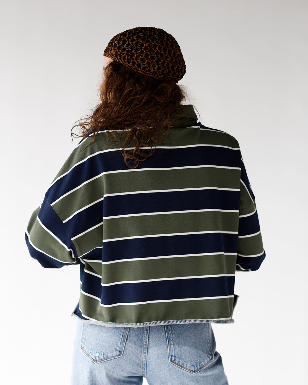 HARVEST STRIPE POLO LONG SLEEVE TOP