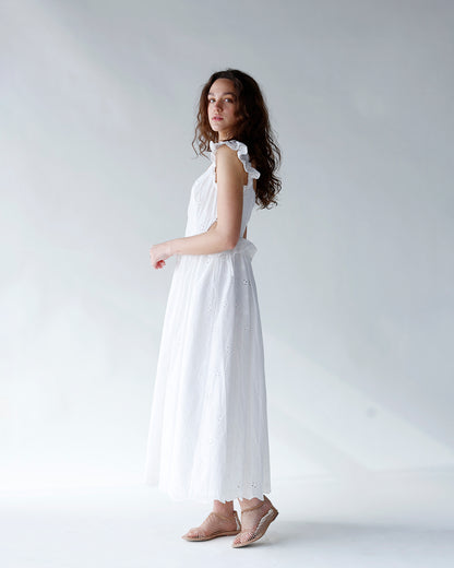 LILY EYELET BUSTIER MIDI DRESS