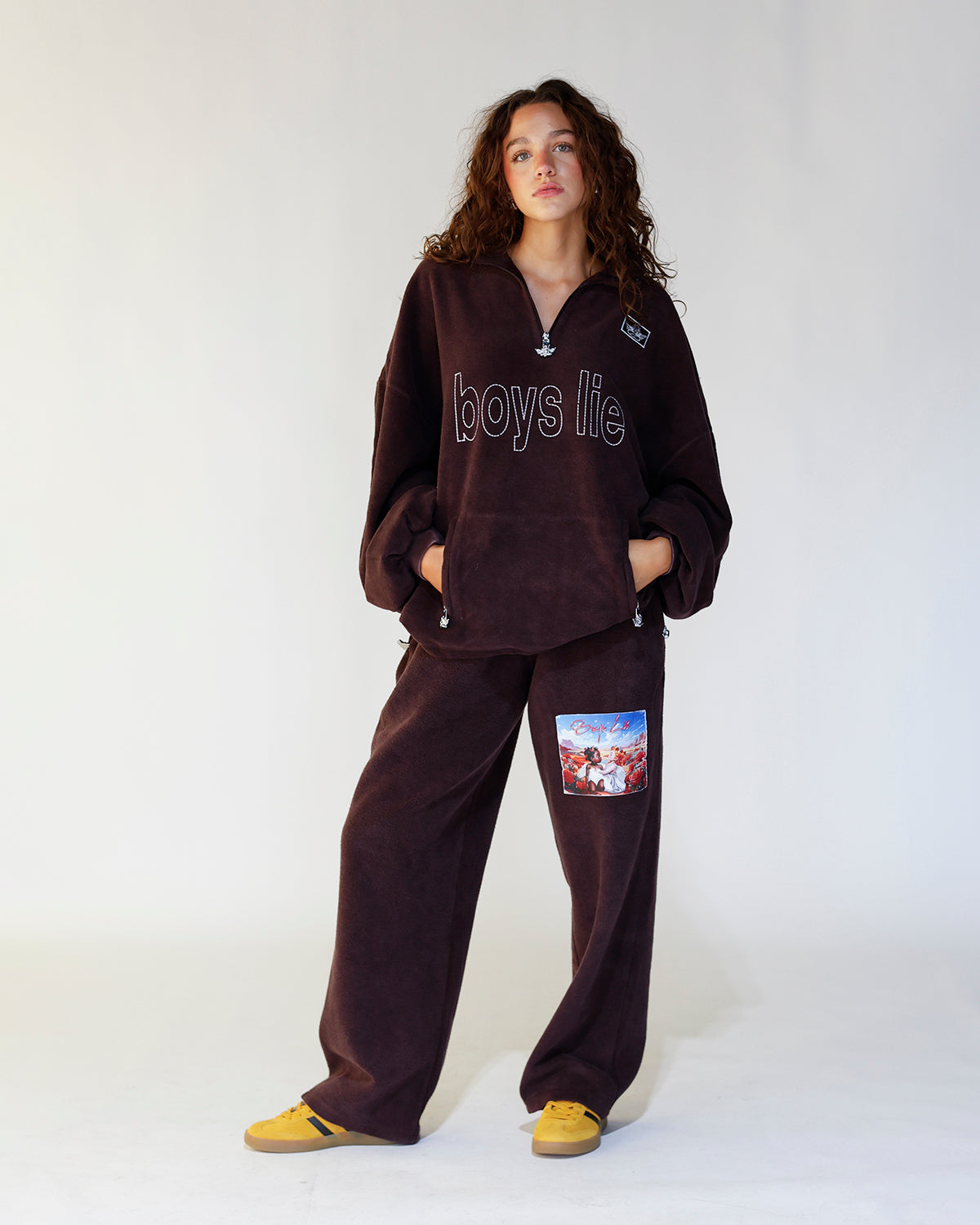 BOYS LIE BFFAE HALF ZIP A1 CREWNECK