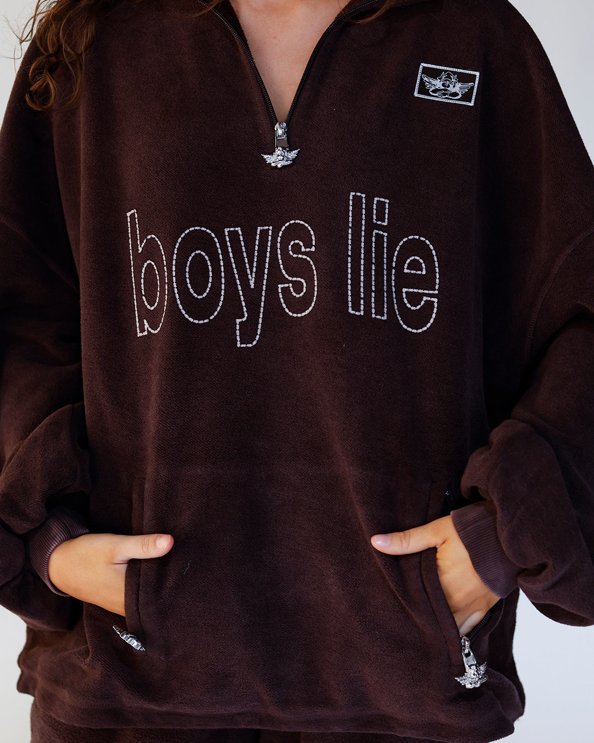 BOYS LIE BFFAE HALF ZIP A1 CREWNECK