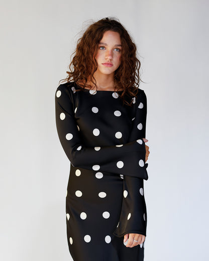 GEORGIE POLKA DOT DRESS IN BLACK