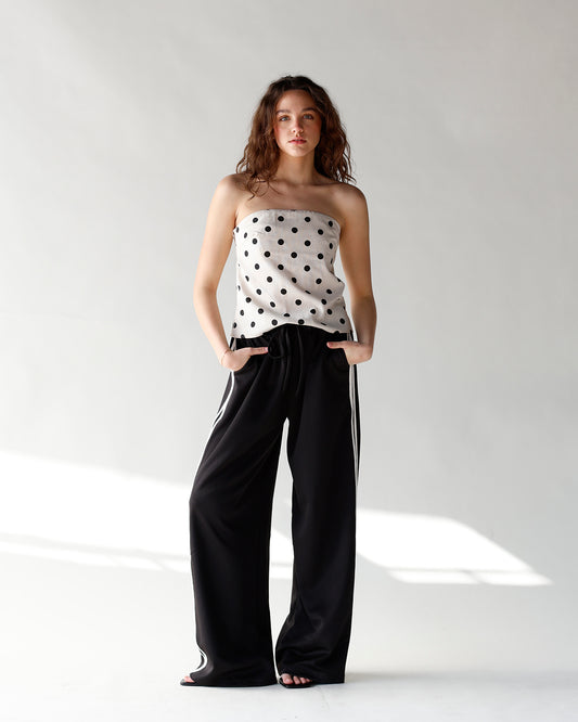 polka dot strapless tube top white polka dot print strapless top with button down back