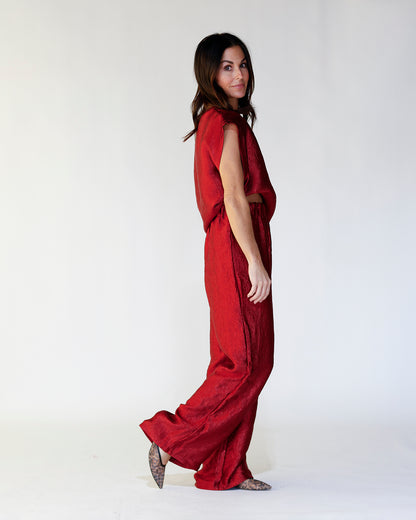 HOLIDAY CHEER WIDE LEG PANTS X BURGUNDY