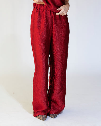 HOLIDAY CHEER WIDE LEG PANTS X BURGUNDY