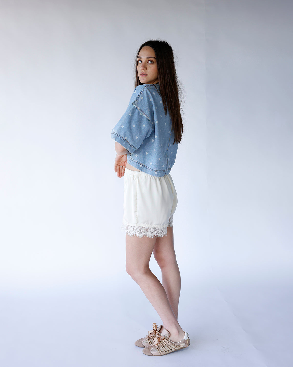 DENIM DAYDREAM POLKA DOT TOP