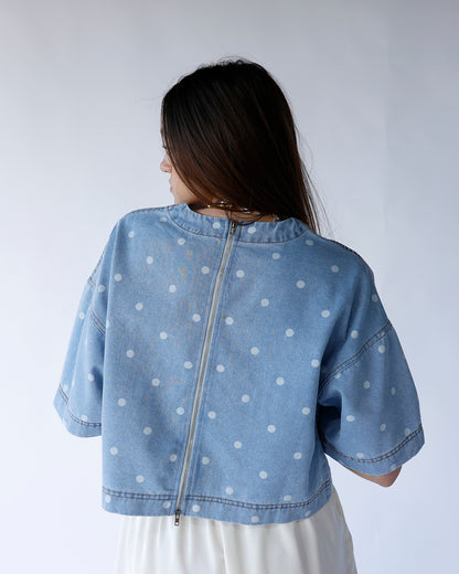 DENIM DAYDREAM POLKA DOT TOP