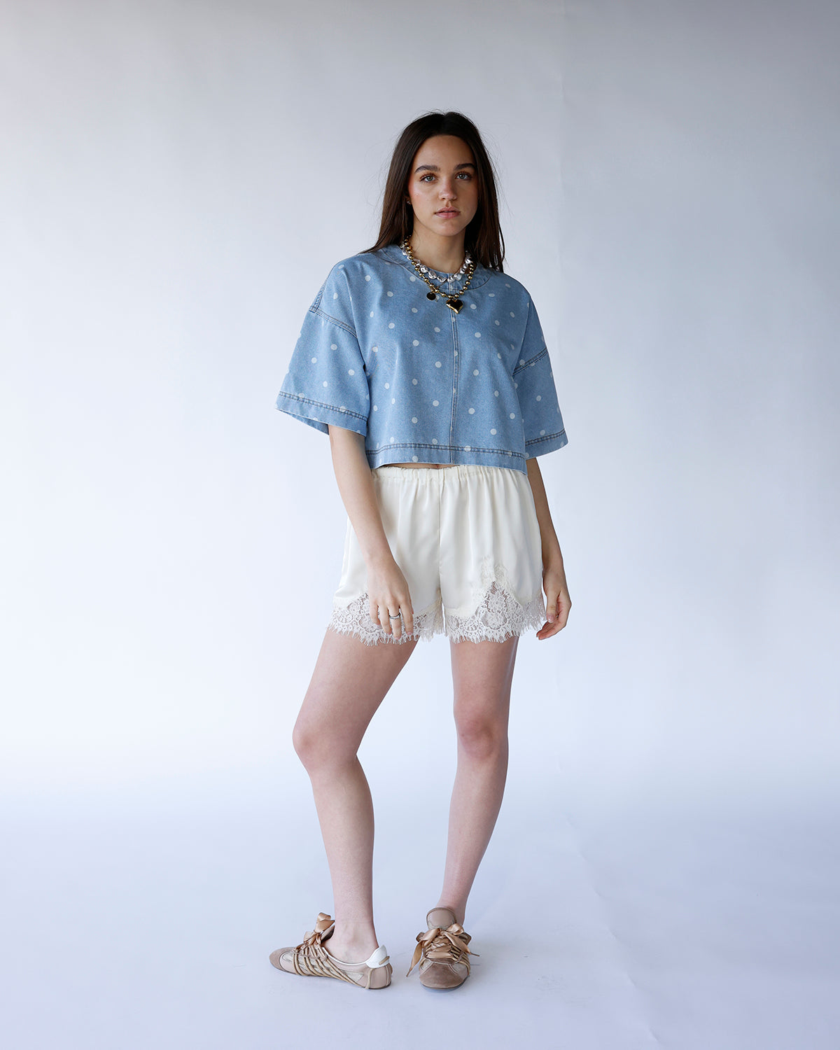 ivory lace trim elastic waist shorts white lace trim shorts