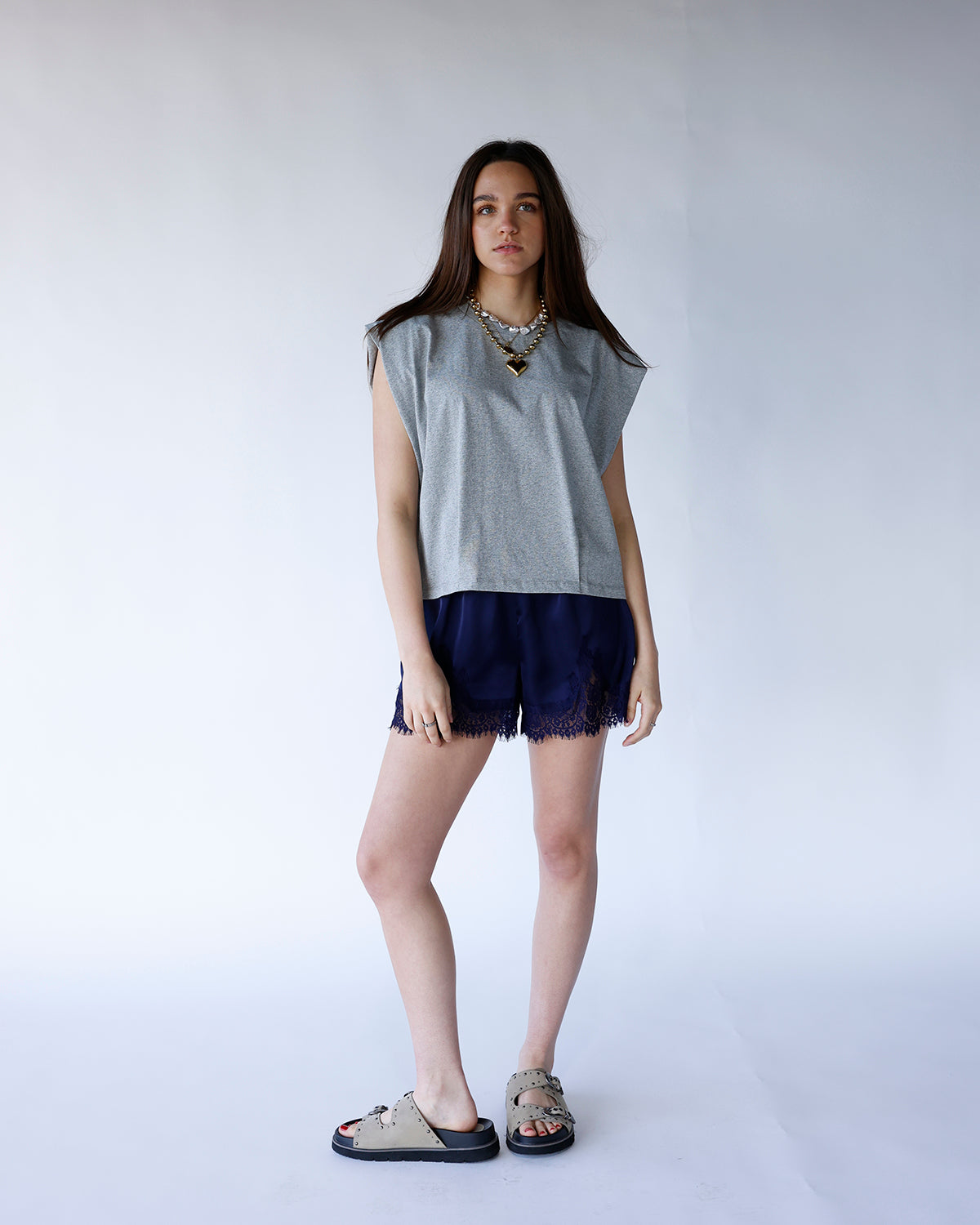 navy blue lace trim satin shorts navy blue elastic waist satin lace trim shorts