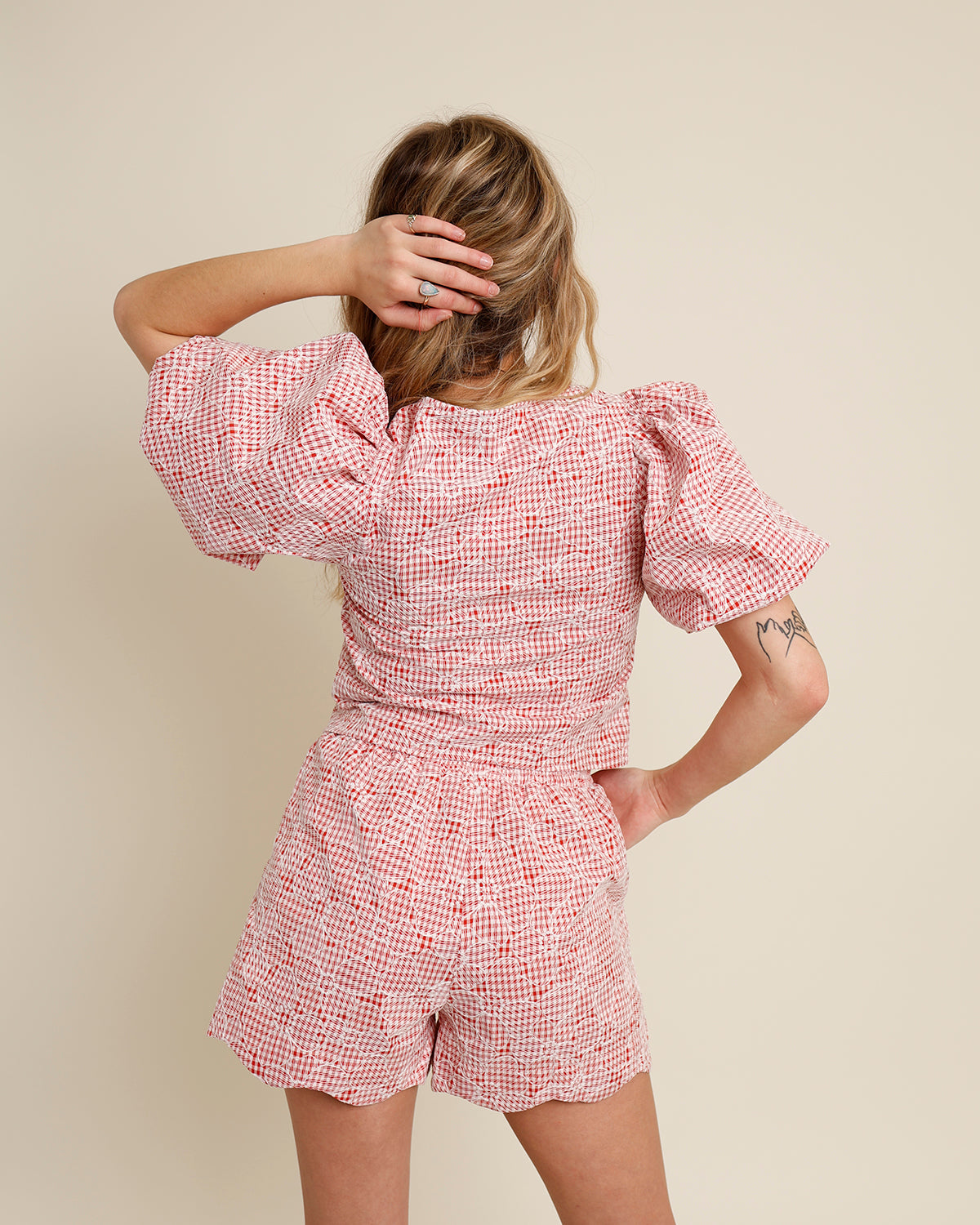 JULY RED GINGHAM TIE-FRONT TOP