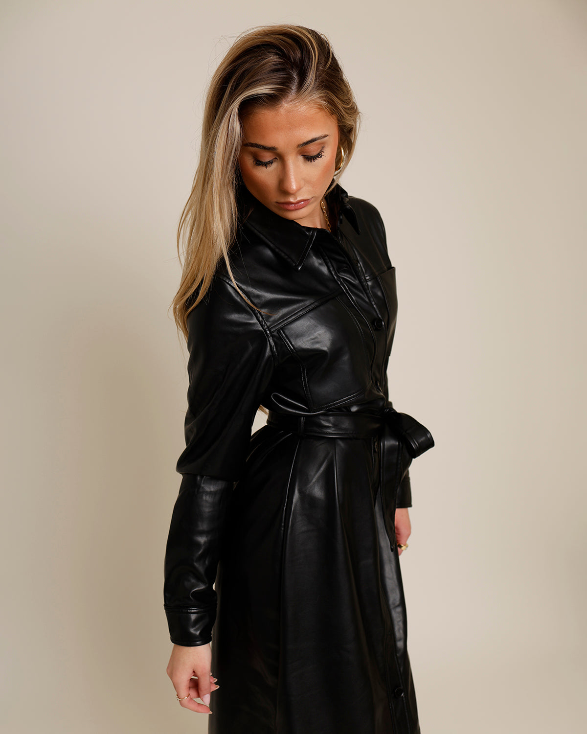 LEATHER SHIRT DRESS