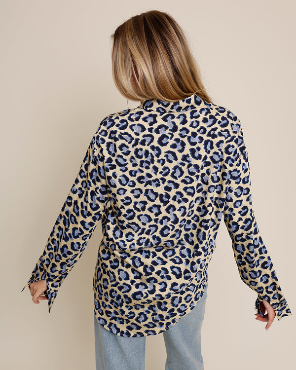 CHEETAH PRINT BUTTON DOWN TOP