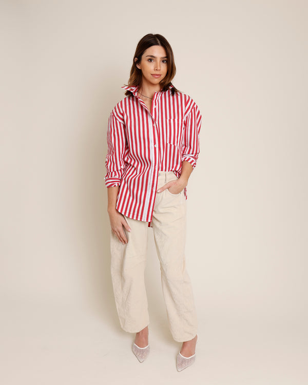 BE MINE STRIPED BUTTON DOWN