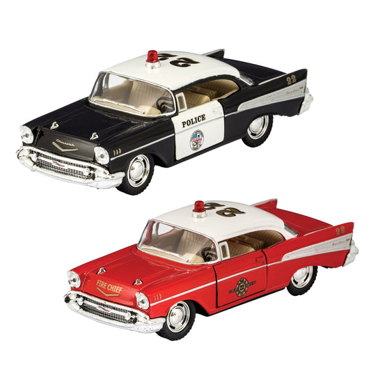 DIE CAST 1957 CHEVROLET BEL AIR FIRE CHEIF/POLICE CAR TOY