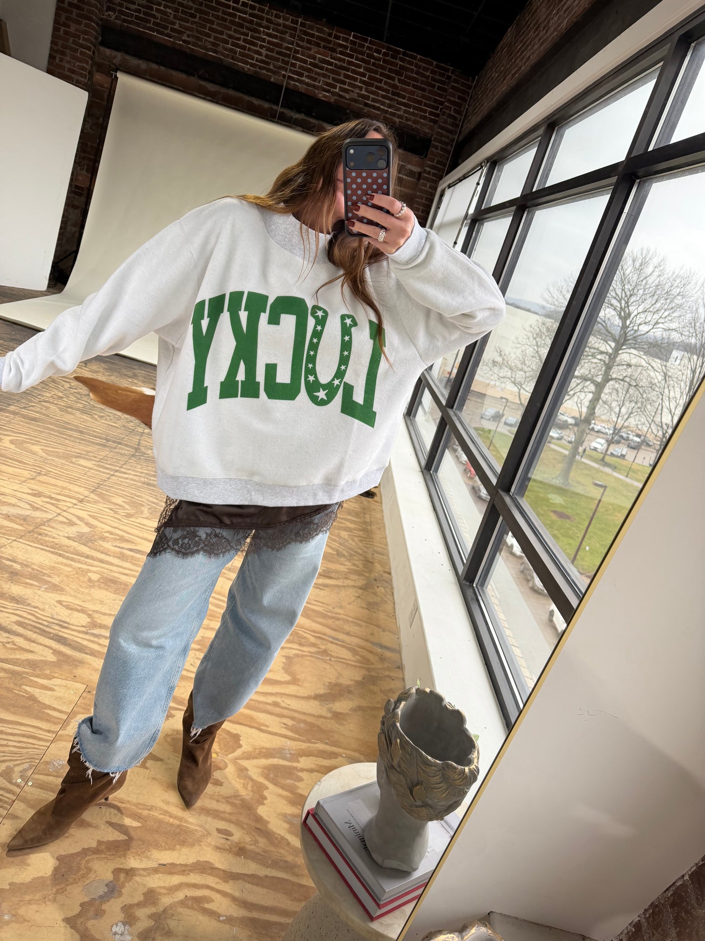 REVERSIBLE LUCKY MOCK NECK SWEATSHIRT