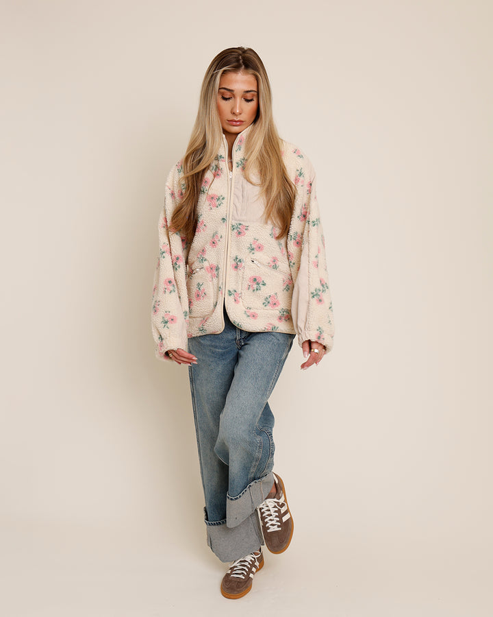 PINK PEONY FLEECE JACKET