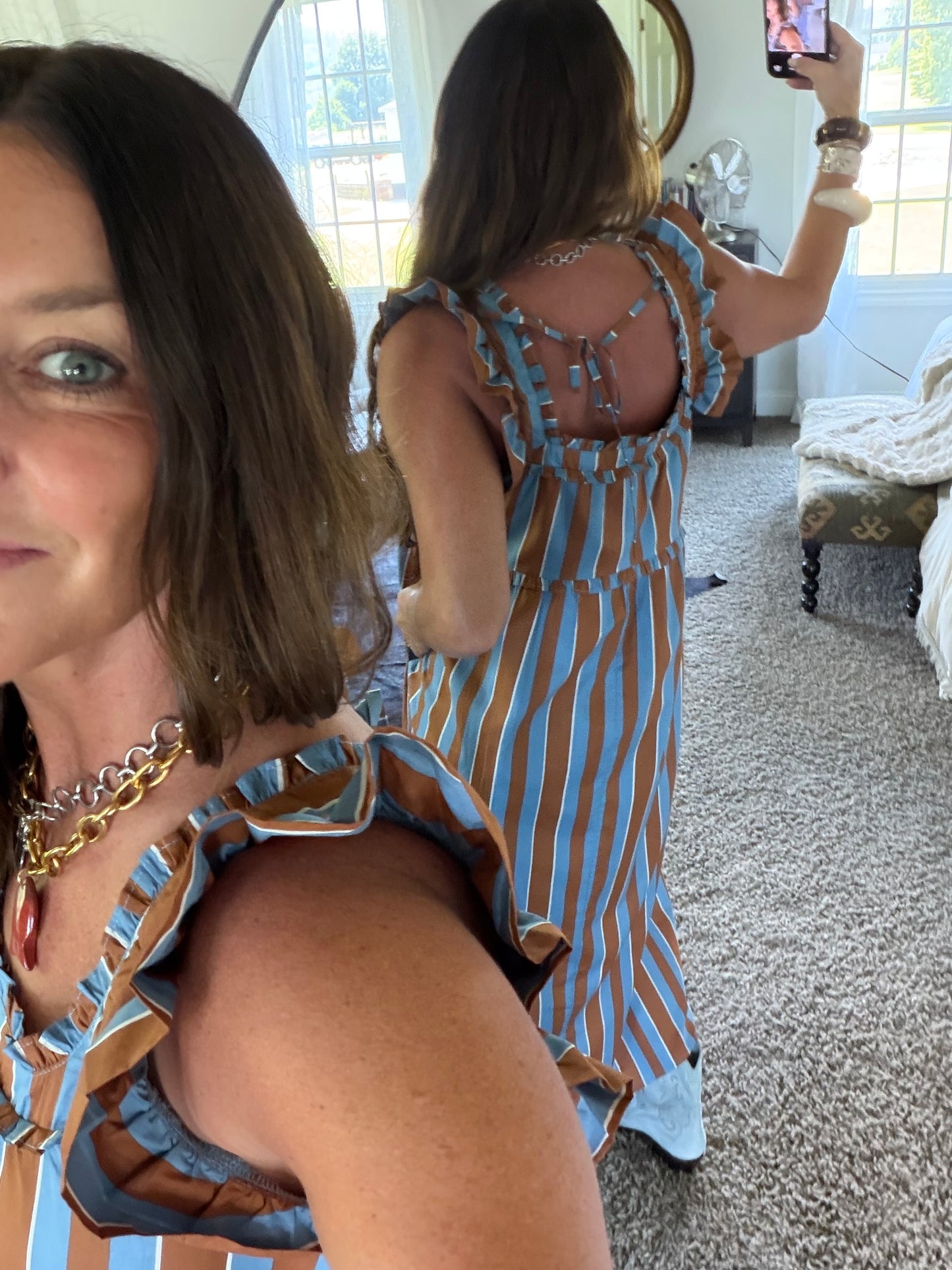 SWEET CAROLINE STRIPED MIDI DRESS