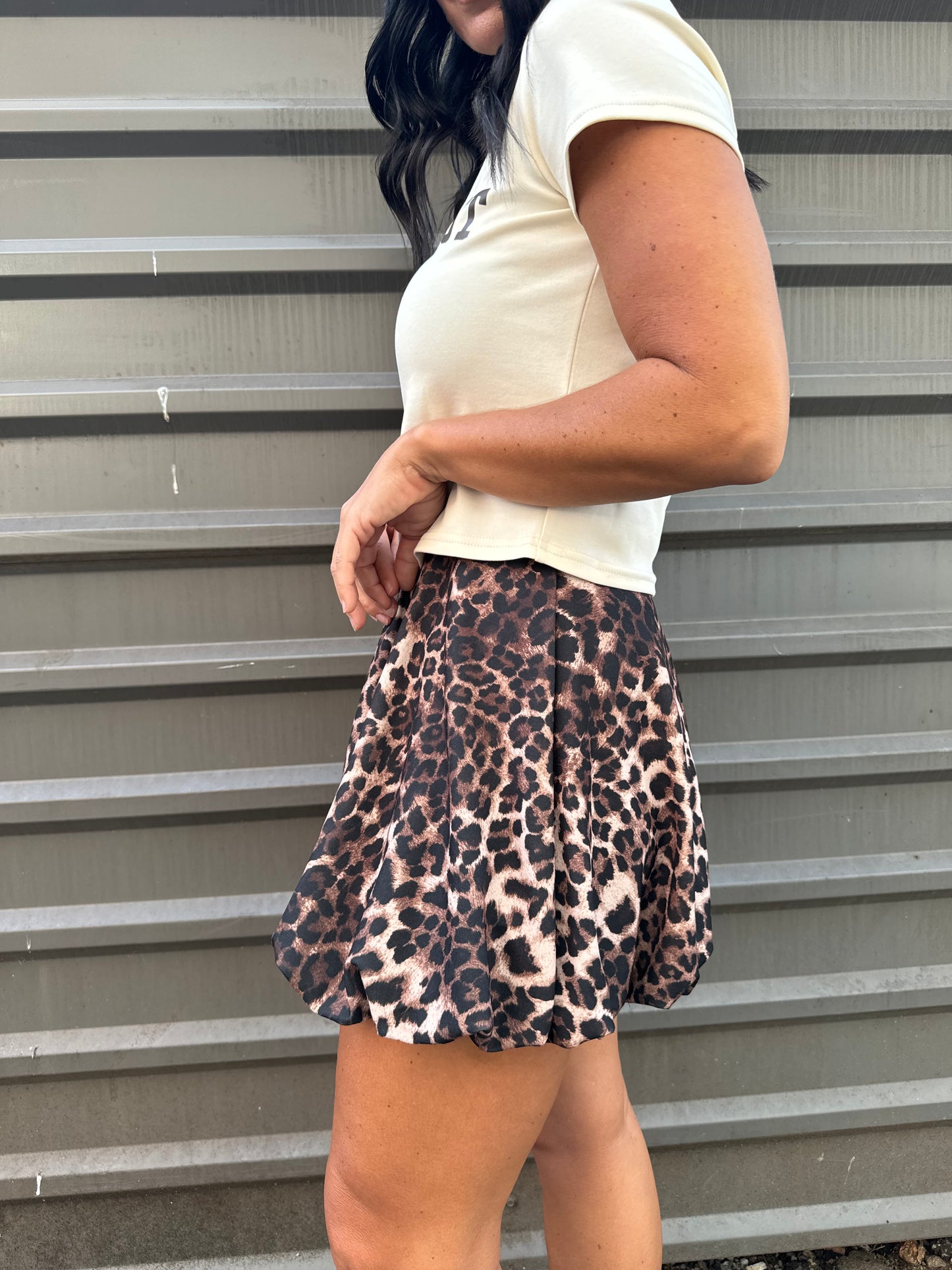 MAKE UP YOUR MIND LEOPARD BUBBLE SKIRT