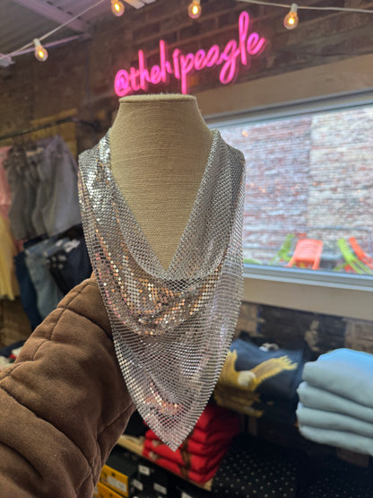 BANDANA SCARF CHAIN NECKLACE X SILVER
