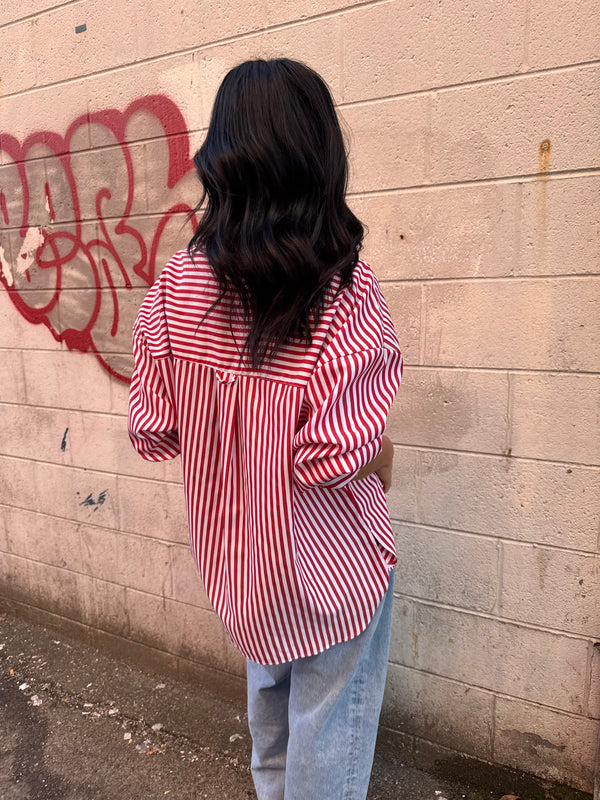 HEART EYES STRIPED BUTTON-DOWN SHIRT