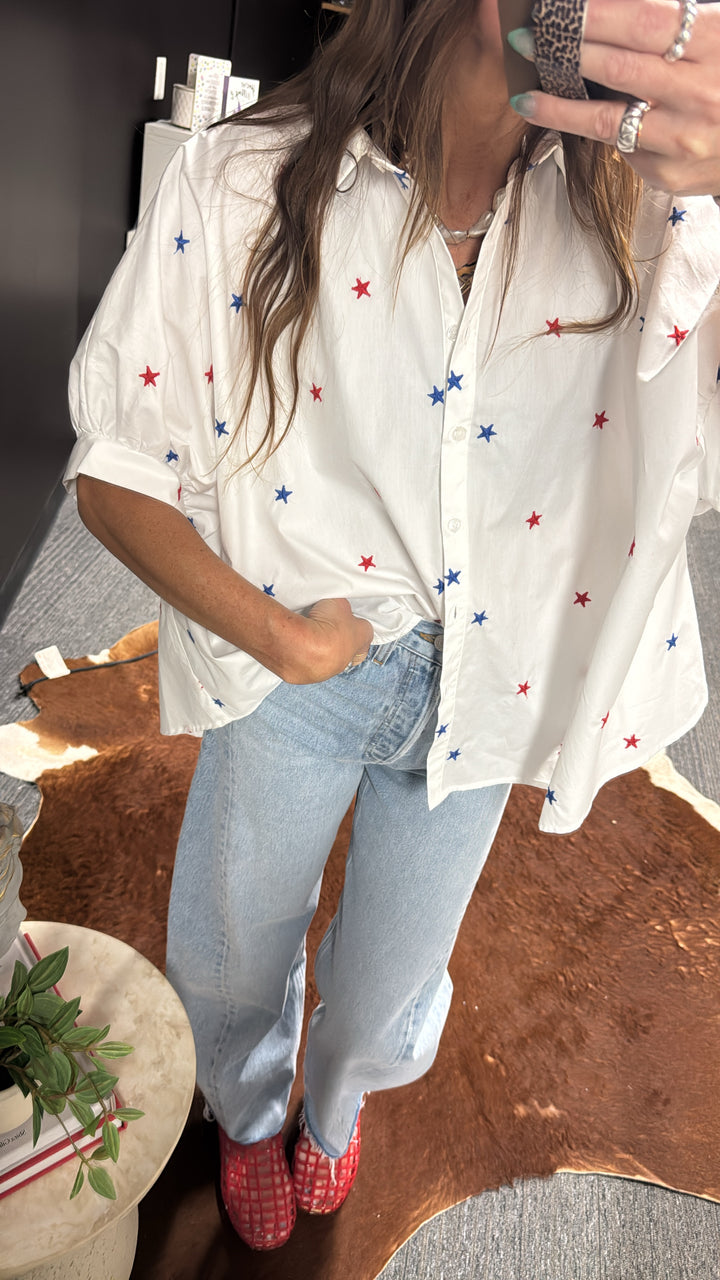 STAR SPANGLED BUTTON UP BLOUSE