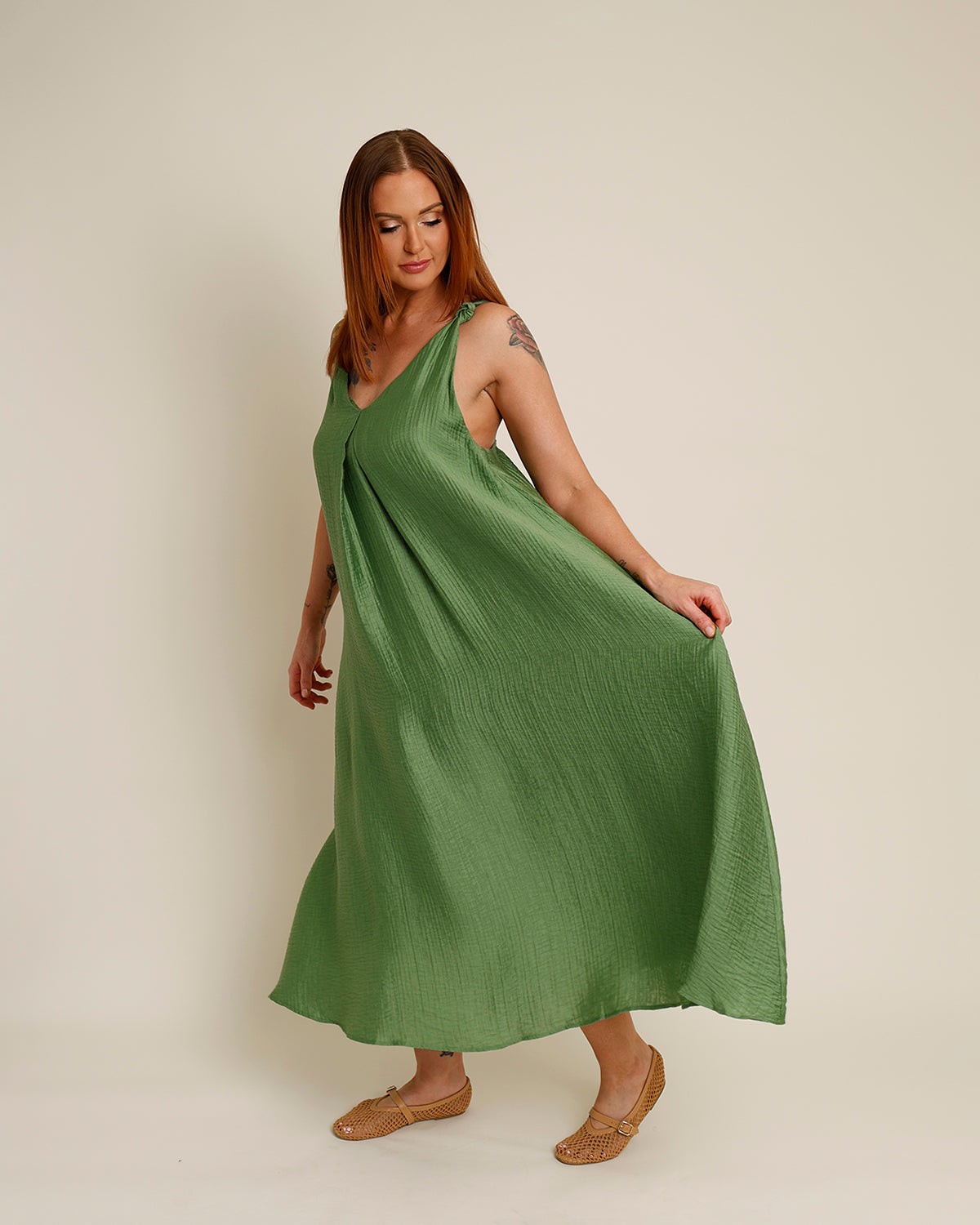 FRNCH LAURIA TWIST STRAP TEXTURED MAXI DRESS