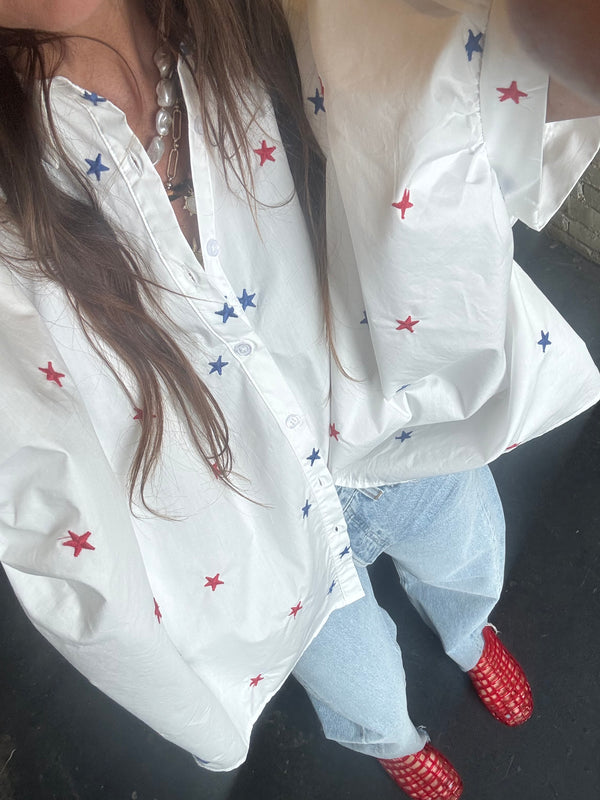 STAR SPANGLED BUTTON UP BLOUSE
