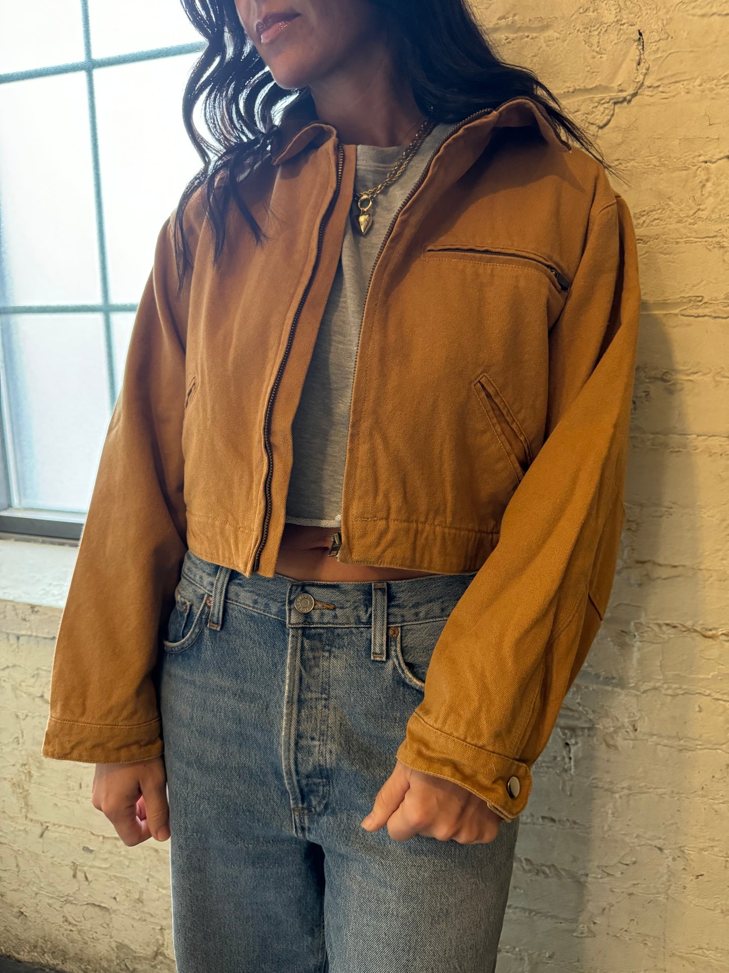 CROPPED BARN JACKET X BROWN