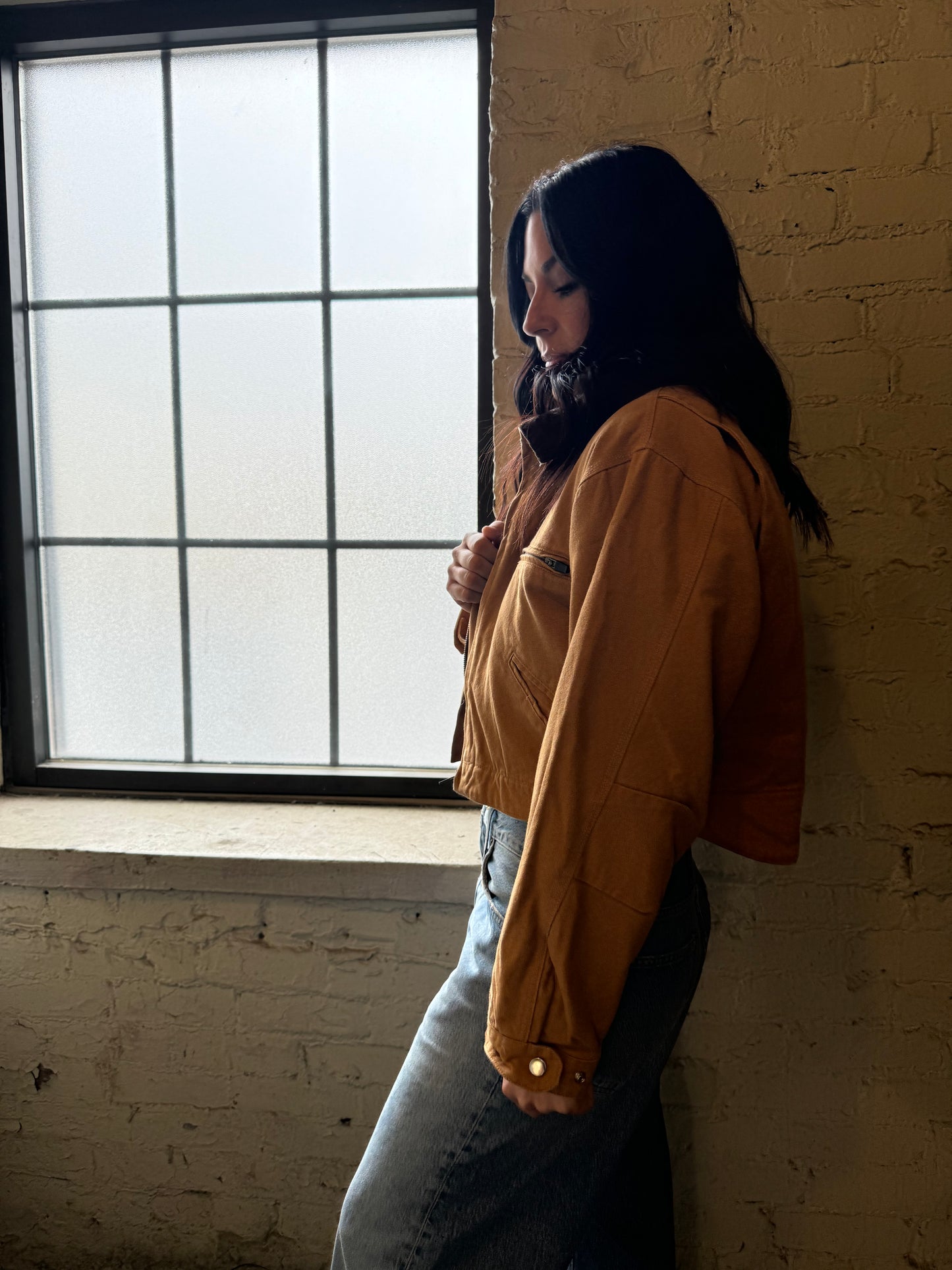 CROPPED BARN JACKET X BROWN