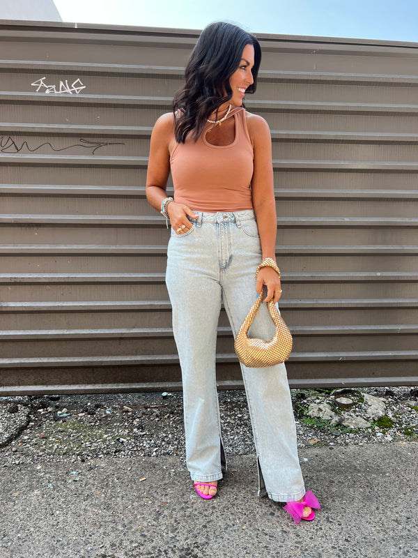 NEUTRAL CUT OUT NECK SLEEVELESS BODYSUIT - THE HIP EAGLE BOUTIQUE