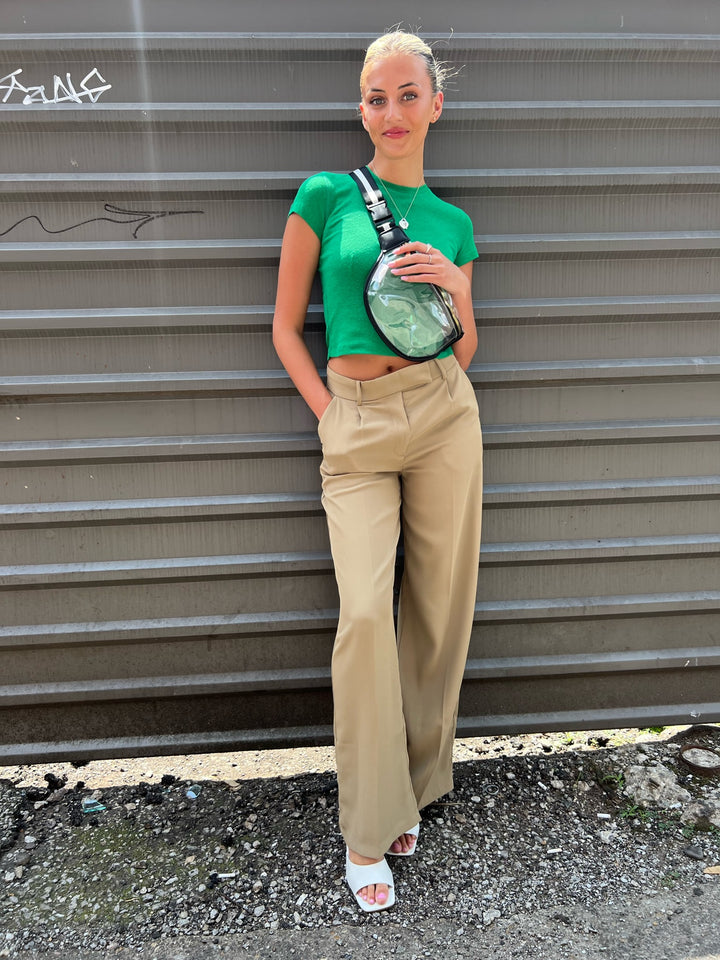 BUSINESS CASUAL TAUPE HIGH RISE TROUSER PANT - THE HIP EAGLE BOUTIQUE