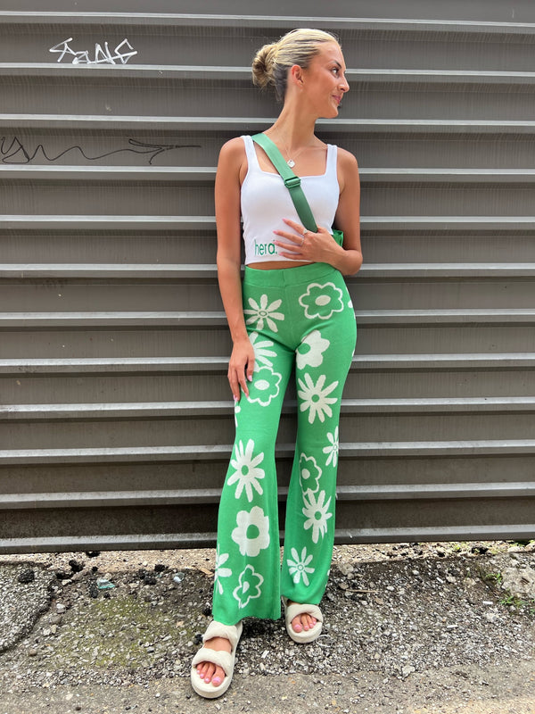 TRENDY RETRO FLARE PANTS IN GREEN - THE HIP EAGLE BOUTIQUE