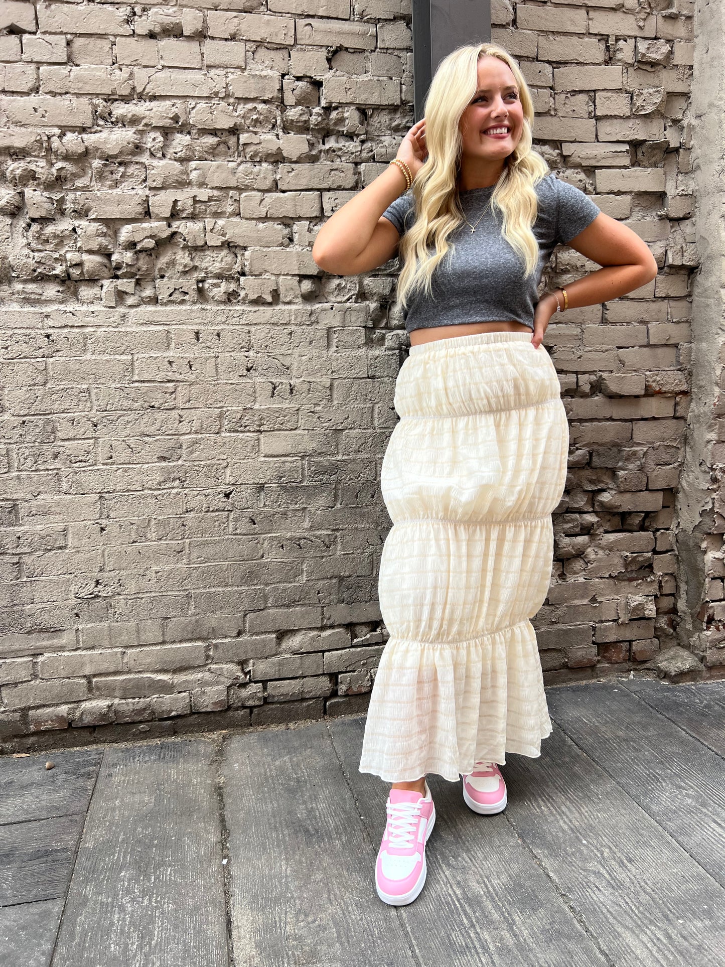 FEARLESS IVORY TIERED MAXI SKIRT - THE HIP EAGLE BOUTIQUE