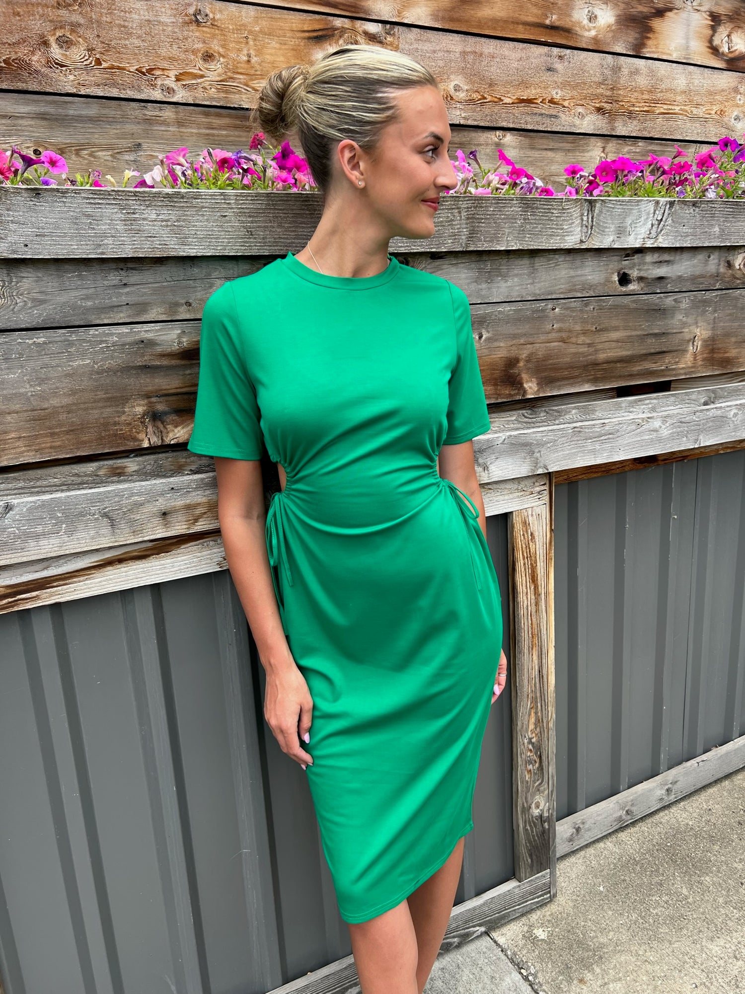 HERD PRESS BOX SOLID CUT OUT MIDI DRESS - THE HIP EAGLE BOUTIQUE 