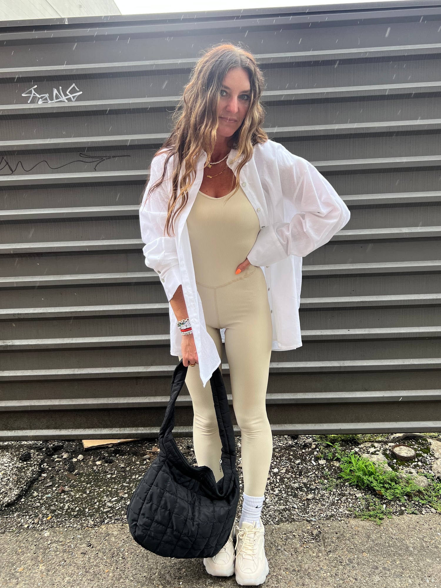 RIBBED ATHLEISURE JUMPSUIT IN IVORY - THE HIP EAGLE BOUTIQUE