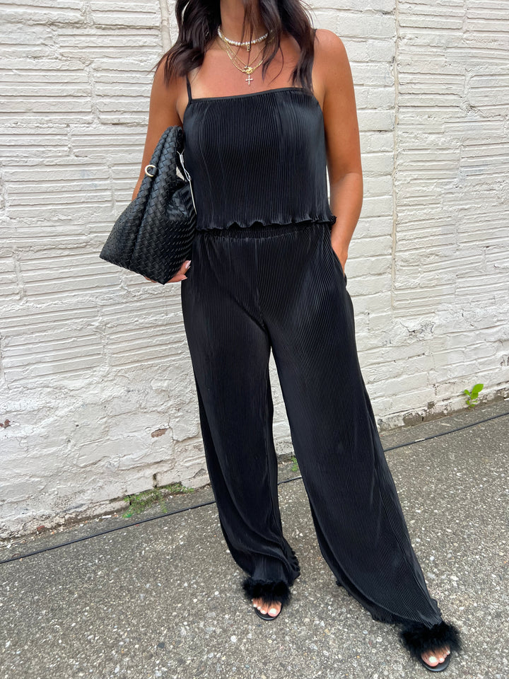 ELIO PANT - FLOWY BLACK PLEATED - THE HIP EAGLE BOUTIQUE