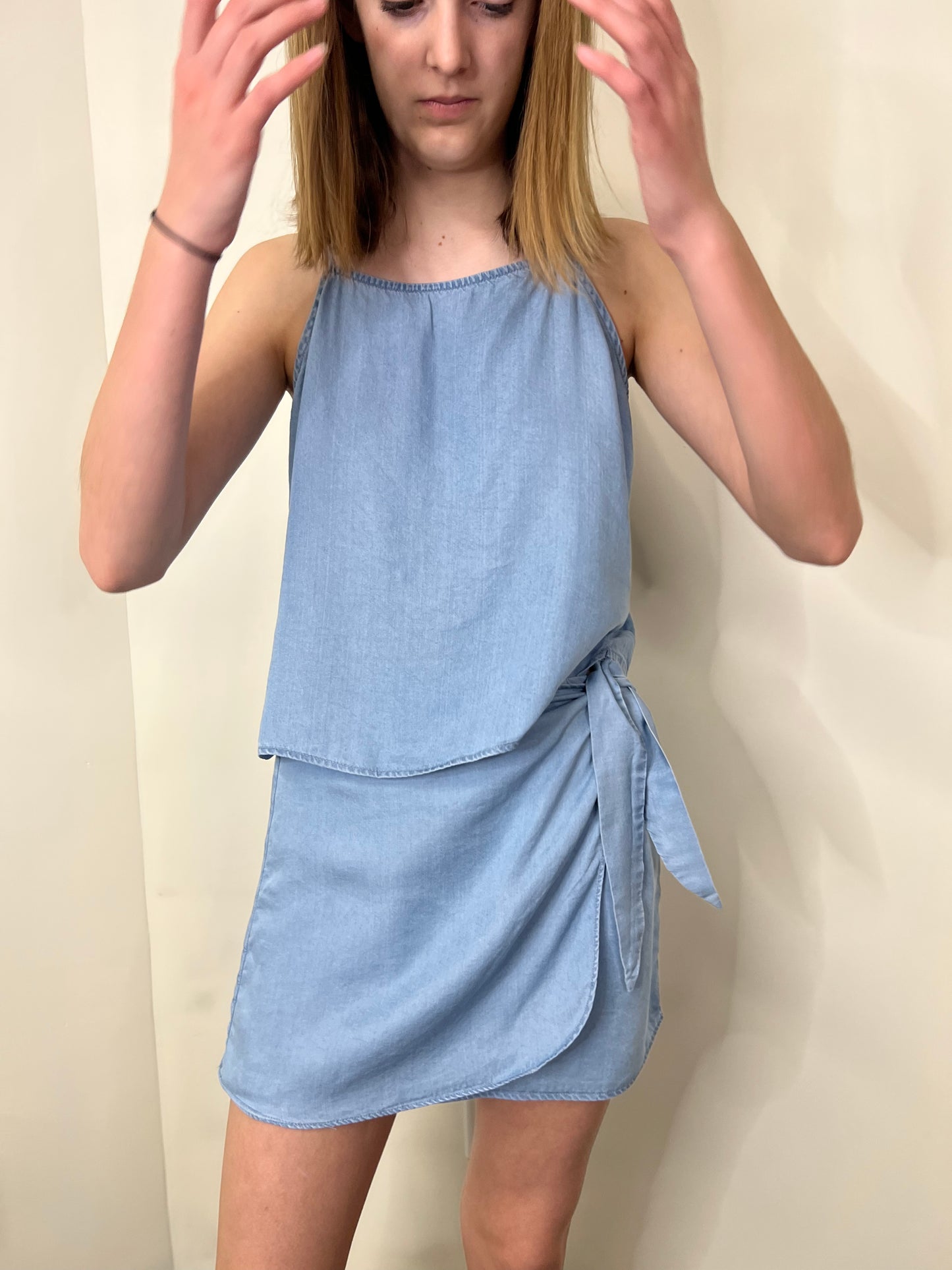 SADIE & SAGE TWEEN SOFT BREEZE CHAMBRAY WRAP SKIRT