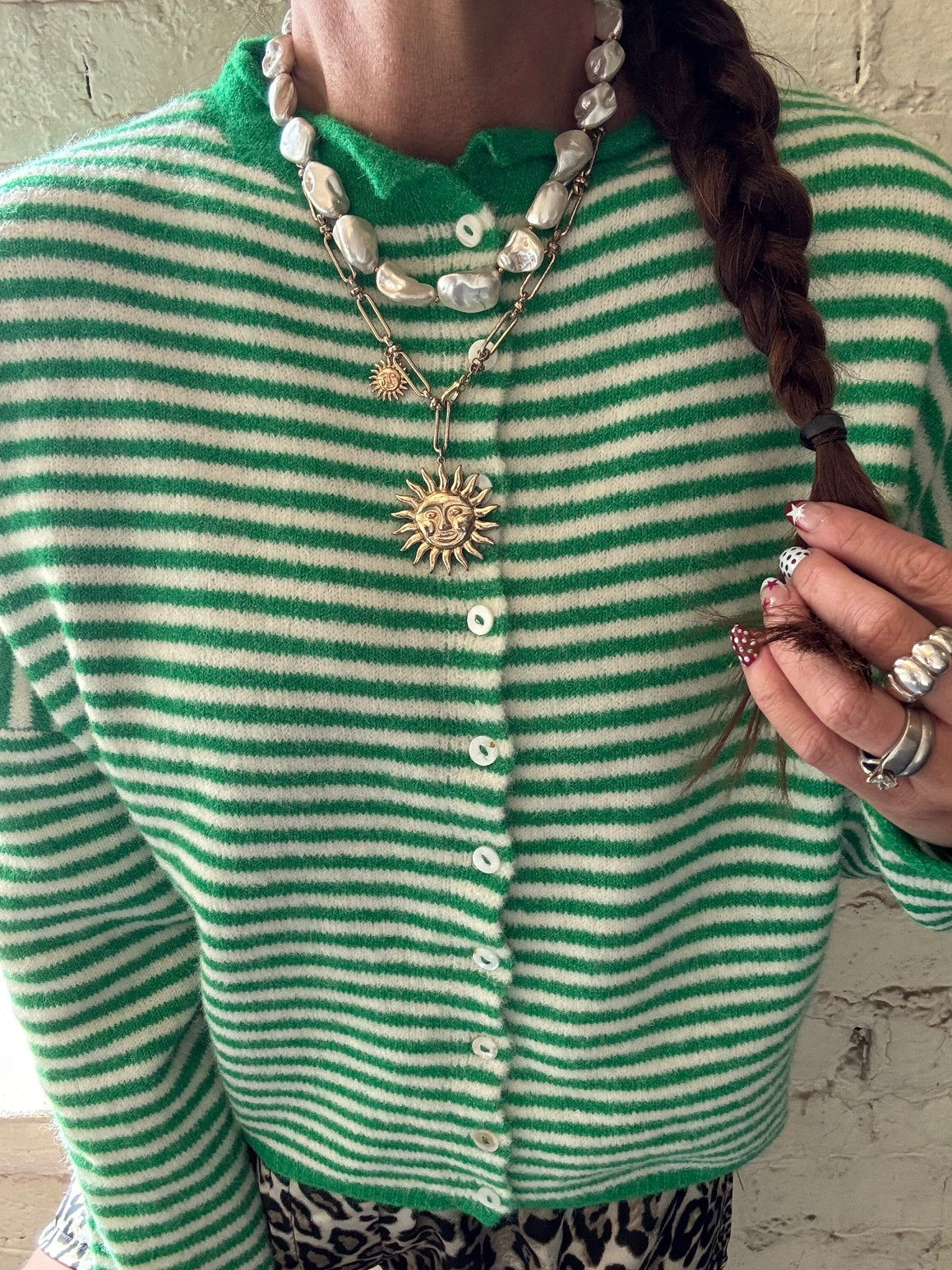 THE CULT CARDI X GREEN STRIPE