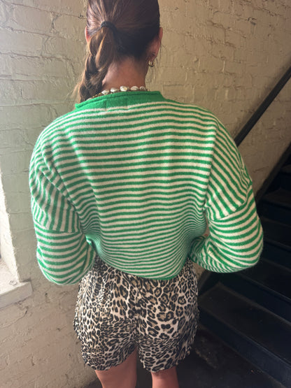 THE CULT CARDI X GREEN STRIPE