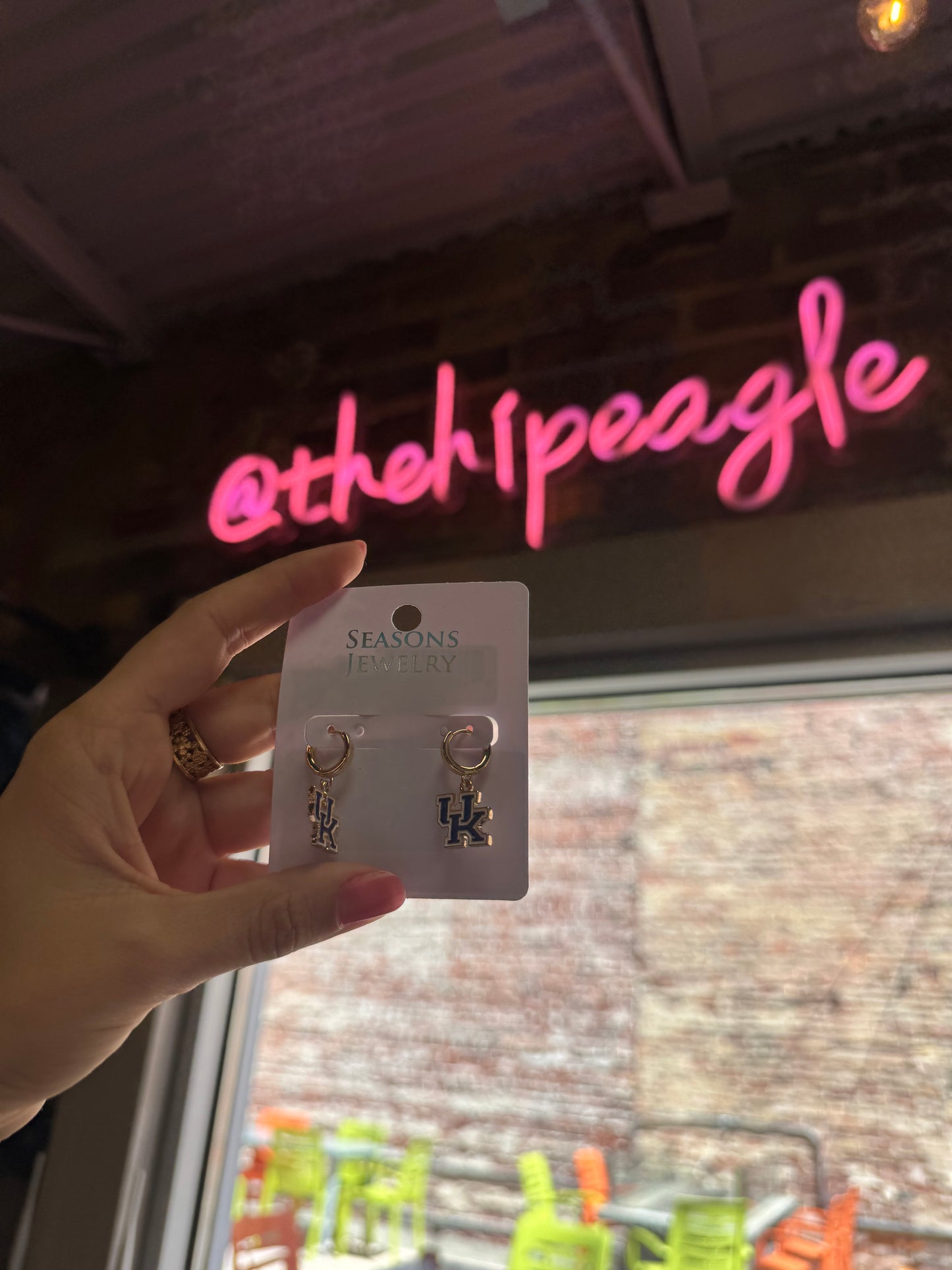 KENTUCKY GOLD ENAMEL LOGO HUGGIE HOOP EARRINGS