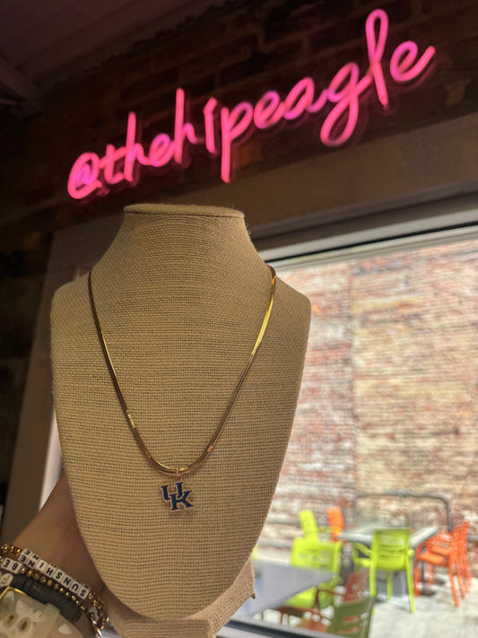 KENTUCKY GOLD & ENAMEL FLAT SNAKE CHAIN NECKLACE