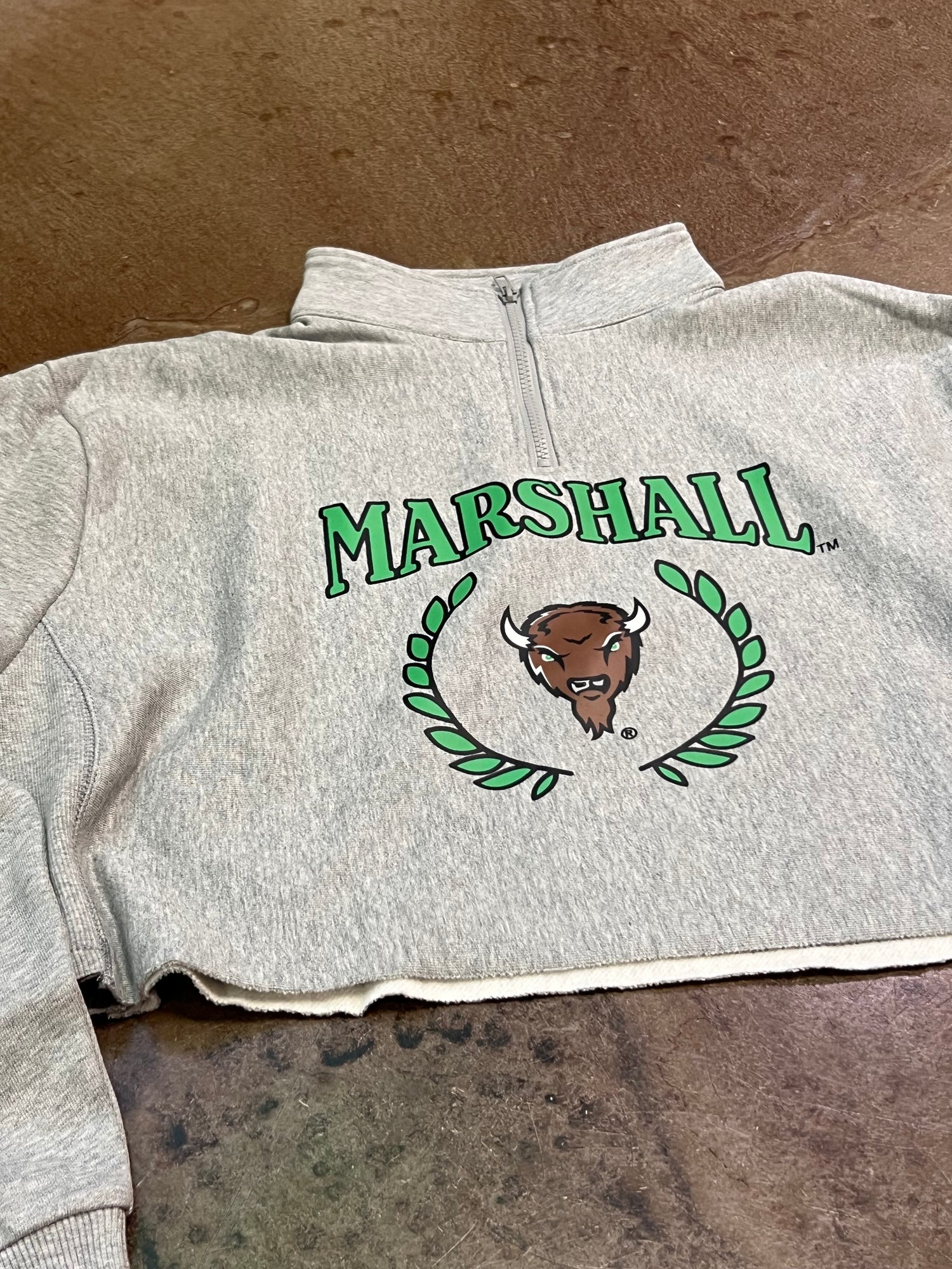 GRAY MARSHALL UNIVERSITY CROPPED PULLOVER - THE HIP EAGLE BOUTIQUE