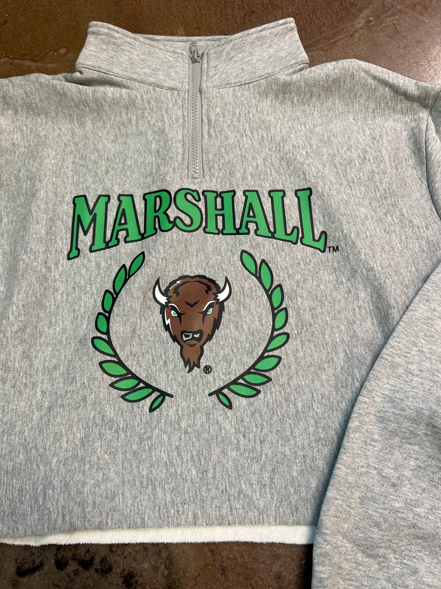 GRAY MARSHALL UNIVERSITY CROPPED PULLOVER - THE HIP EAGLE BOUTIQUE