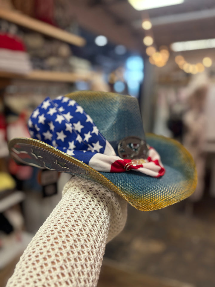 RED WHITE & ROOTIN' TOOTIN' COWGIRL HAT