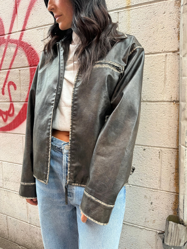 VINTAGE VIBES LEATHER MOTO JACKET